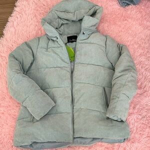 Sam Edelman Light Mint Hooded Corduroy Puffer Jacket - Soft Mint